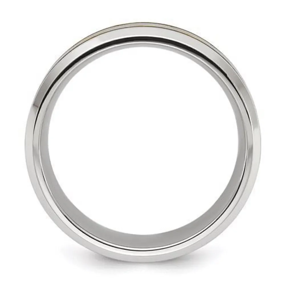 Chisel Titanium Brushed and Polished Yellow IP-plated 8mm Band